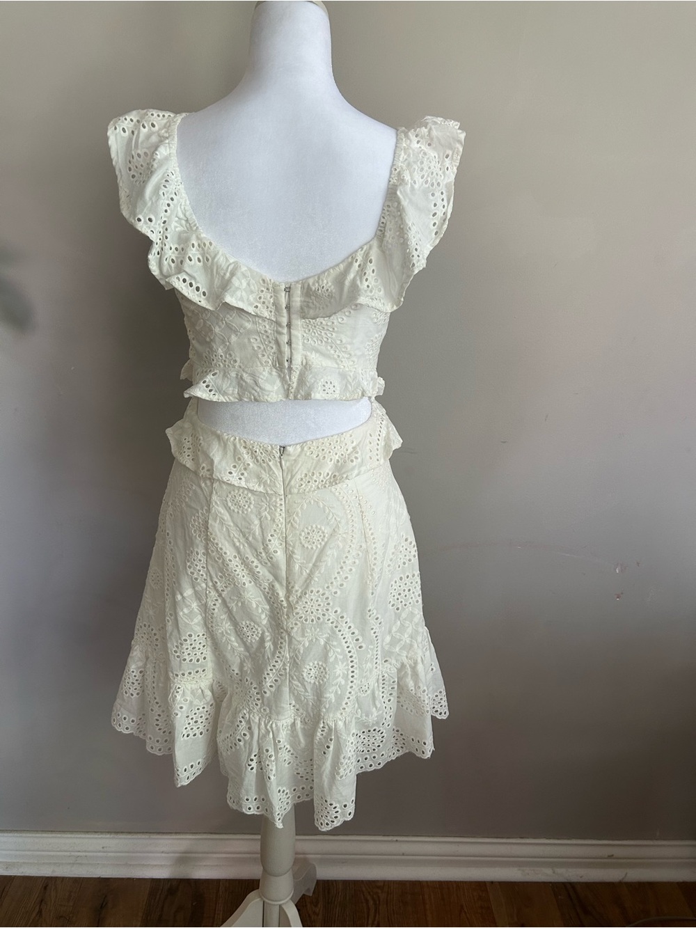 ASTR The Label Elora Ivory Eyelet Cutout Skater Dress - Picture 9 of 12
